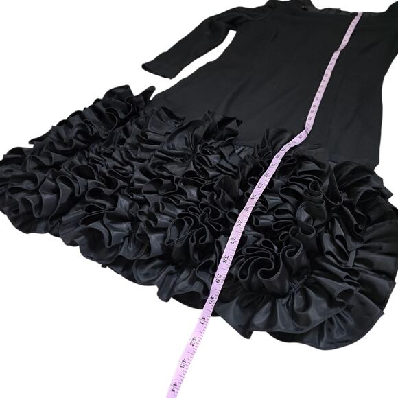 Vintage Victor Costa Neiman Marcus Black Ruffle Hem Cocktail Dress 8 - Picture 11 of 11